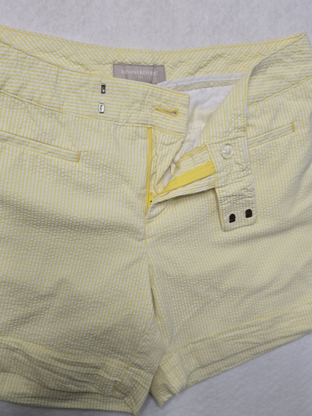 Light Yellow Women's Seersucker Shorts - Picture 4 of 9